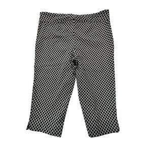 Zac & Rachel Woman Black White Geometric Lattice Crop Pants 22W Plus Size Capris